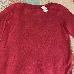 NWT - LOFT long-sleeve raspberry crewneck sweater, size M